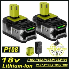 For RYOBI 18V 18Volt P108 P104, P105, P106 Battery High Capacity Battery/Charger