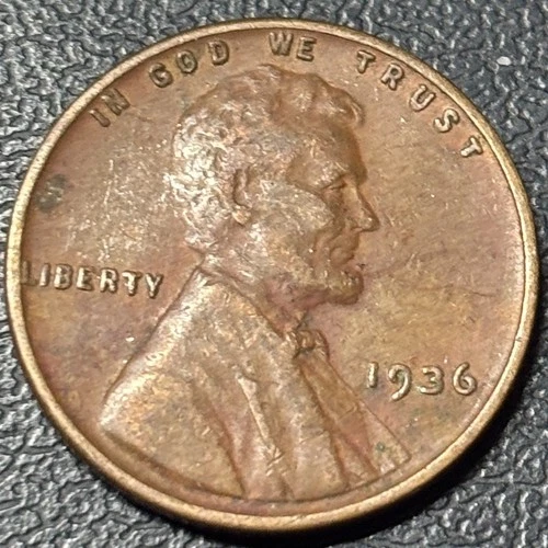 1936 Lincoln Wheat Cent - Fine to XF Extra Fine - Copper Penny Coin Token RARE