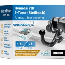 ANHÄNGERKUPPLUNG für Hyundai i10 08-13 abnehmbar BRINK +13pol E-Satz ABE