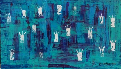 Drinks Modern Abstract Expressionistic Original Signed Paper Mixed Acrylic BACH