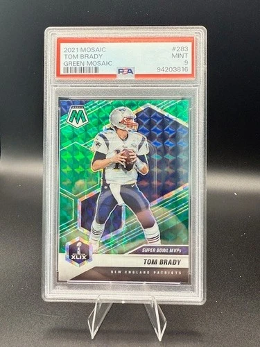 2021 Panini Mosaic - Super Bowl MVPs Tom Brady #283 Green Mosaic Prizm PSA 9