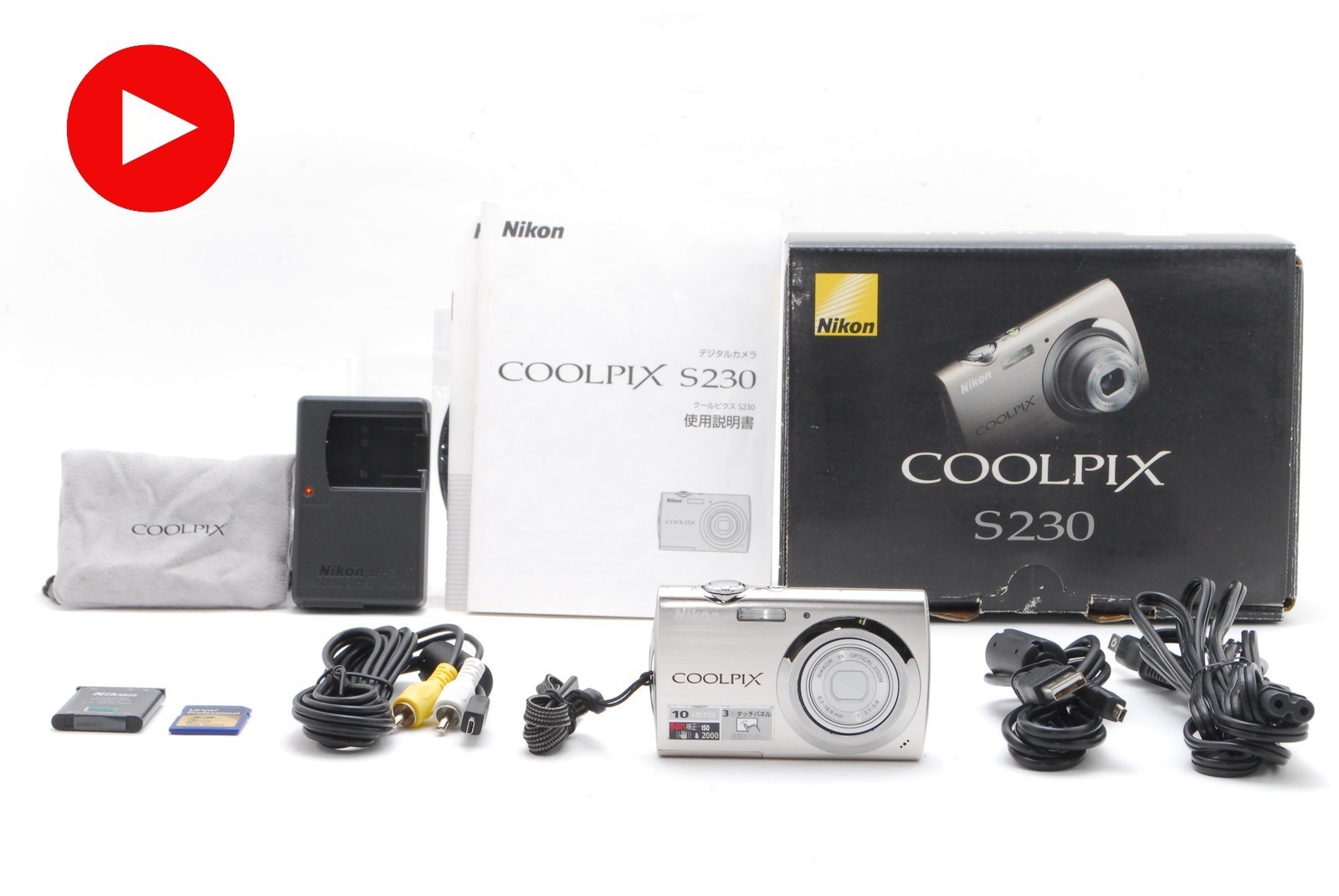 🎦【Mint w/ BOX】Nikon COOLPIX S230 10.0MP Digital Camera Silver From JAPAN
