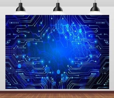 7x5ft Fabric Technology Binary Web Glob Backdrop Virtual World Network