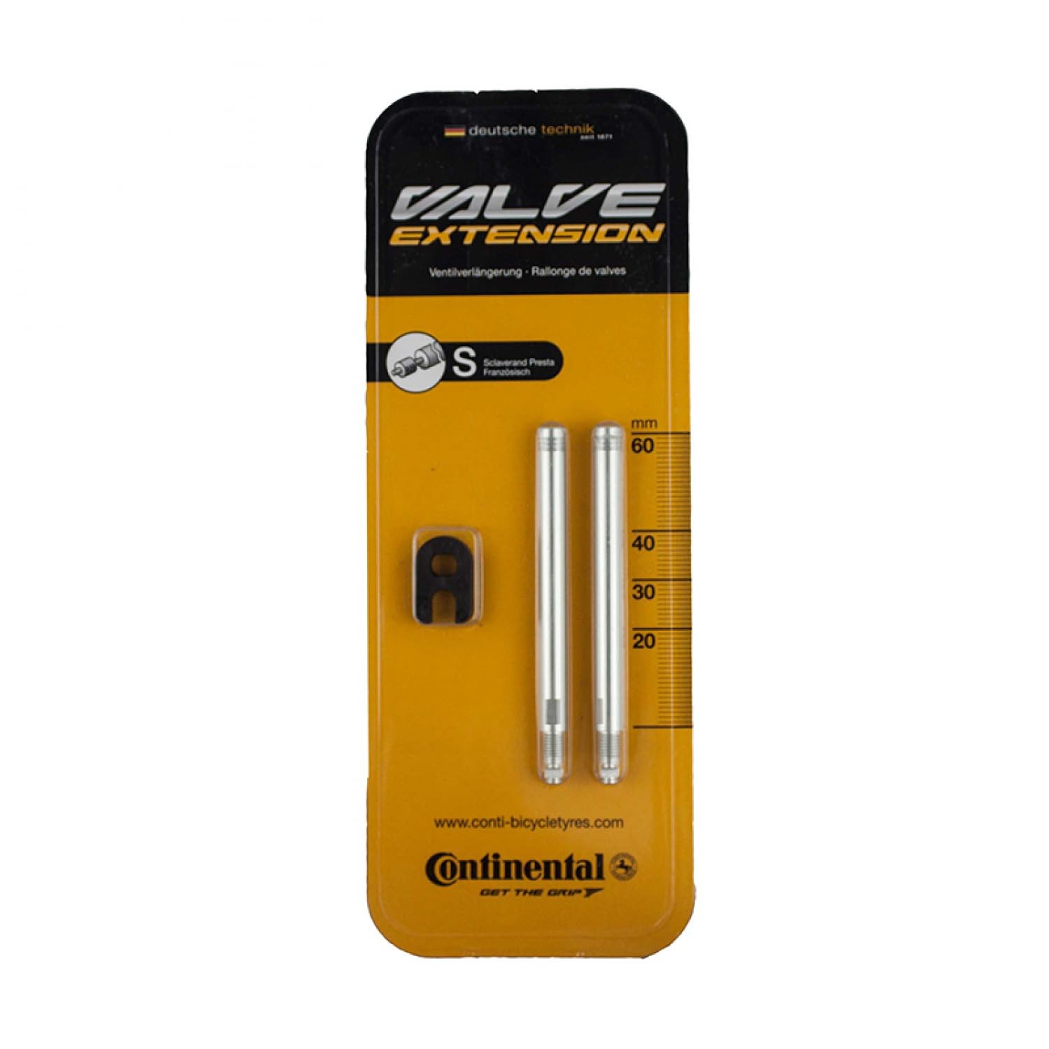 Conti Valve Extender (Pack of 2), Silver, 60mm