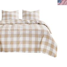 Charming Checkered Gingham Queen Comforter Set - Machine Washable Luxury