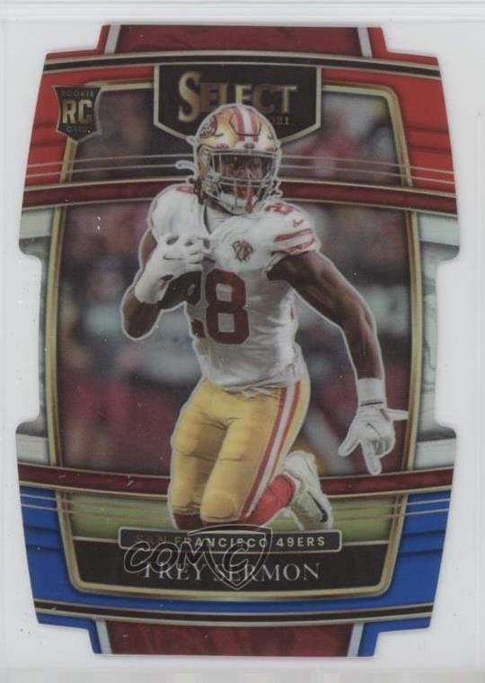 2021 Panini Select Concourse Red & Blue Prizm Die-Cut Trey Sermon #68 Rookie RC