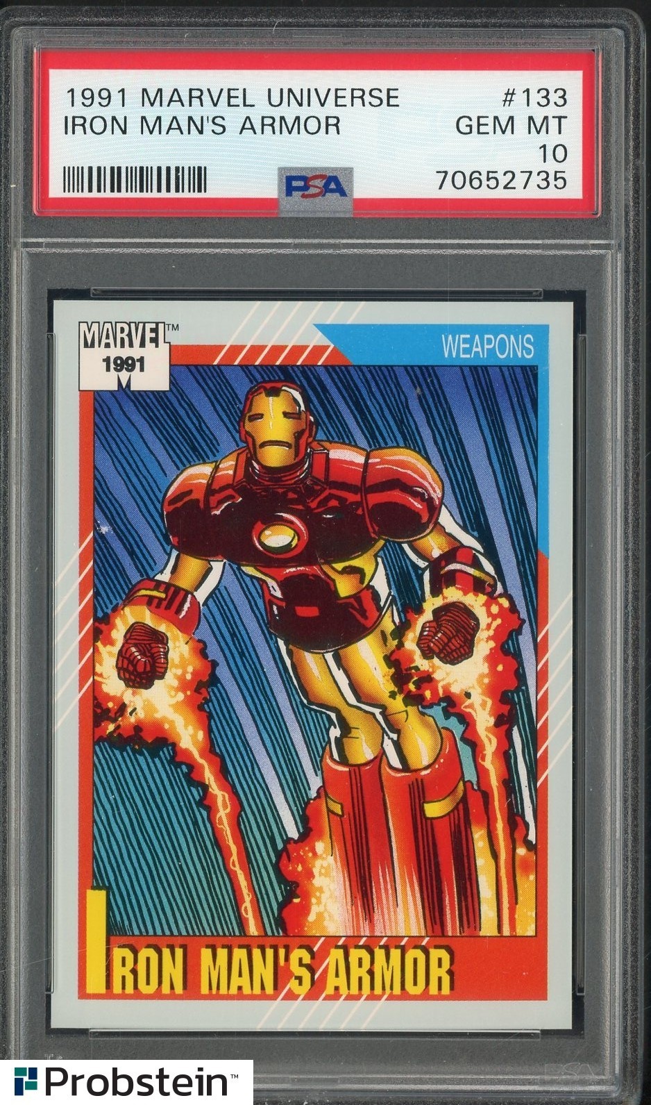 PSA 10 1991 Marvel Universe Iron Man's Armor #133 Impel GEM MINT view 1