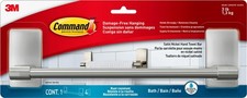 Hand Towel Bar Satin Nickel with 4 Water Resistant Strips, 9" Hand Towel Hold...