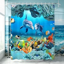 Ocean Shower Curtain Blue Shower Curtains for 72"W x 72"L Pack of 1 Fish-b