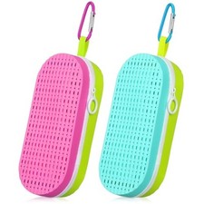 2 Pcs Swim Goggle Case for Swimming with Hole Zipper Blue Green, Purple Green