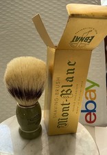 Vintage Mont-Blanc Men's Green Wood Handle Double Vulcanised Shaving Brush Box