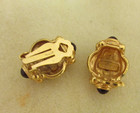 VINTAGE CARLISLE GOLD TONE CLIP ON EARRINGS WITH RED CABOCHON STONES — photo 6