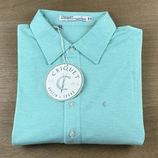 Criquet Organic Cotton Short Sleeve Golf Polo Shirt Mens L Stripe Blue NWT 108