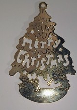 vtg 1979 G Gloria Duchin gold silver tone engraved christmas tree ornament