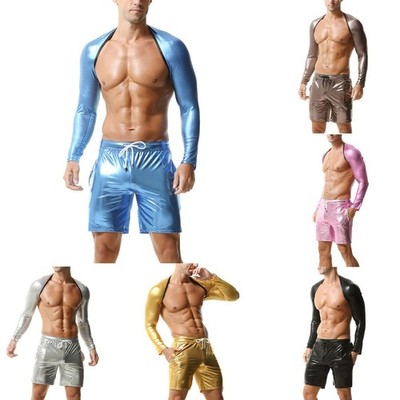 Disco Party glänzende Netz Shorts atmungsaktiv Shorts hinten Netzeinsatz gerades Bein