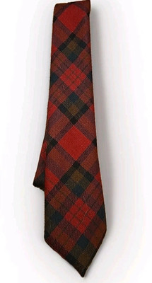 Red Tartan Plaid Necktie by Irish County, 100% Pure Wool, MacDonnell