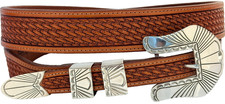 Southwestern Sterling Silver .925 Ranger Belt Buckle 42 Vogt Tooled Leather