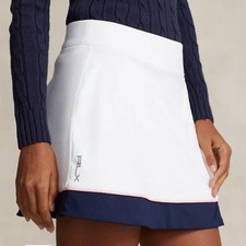 RLX Ralph Lauren Golf Tennis Interlock Faux-Wrap 17" Skort Size XS White NWT