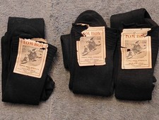 3 Pr Antique Late 1800's Early 1900's Black TOM BOY  Cotton Child  s Socks 32" L