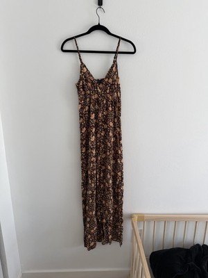 Billabong Sunbeams Boho Maxi Floral Dress With Slits, Size XS