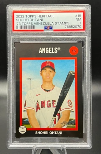 2022 Topps Heritage &3 Topps Venezuela Stamps #15 RC SSP Shohei Ohtani PSA 7