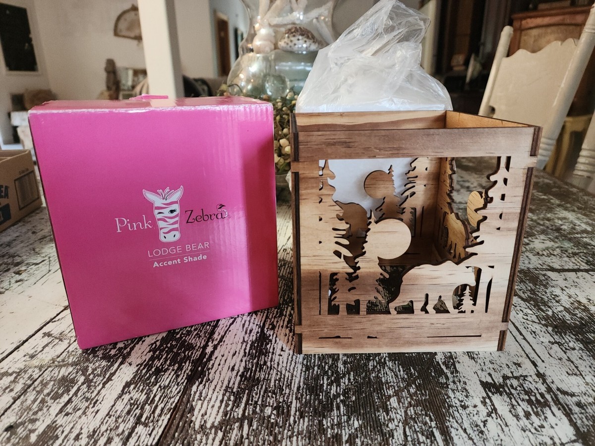 PINK ZEBRA ACCENT SHADE, Lodge Bear Discontinued. New Open Box | eBay