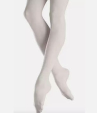 Bloch Girl's Adaptatoe White Ballet Tights Size CHM  5735