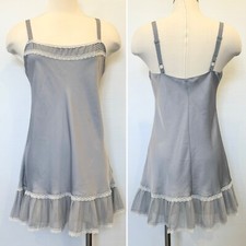 Victoria  s Secret Angels Platinum Gray Pleated Babydoll Chemise Slip Dress M