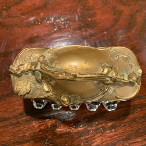 Vintage or Antique Brass & Glass Trinket Vanity Casket Box - Picture 3 of 19