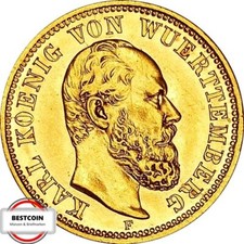J291  5 Mark WÜRRTEMBERG Karl von 1877 F in f.STG  V1341019