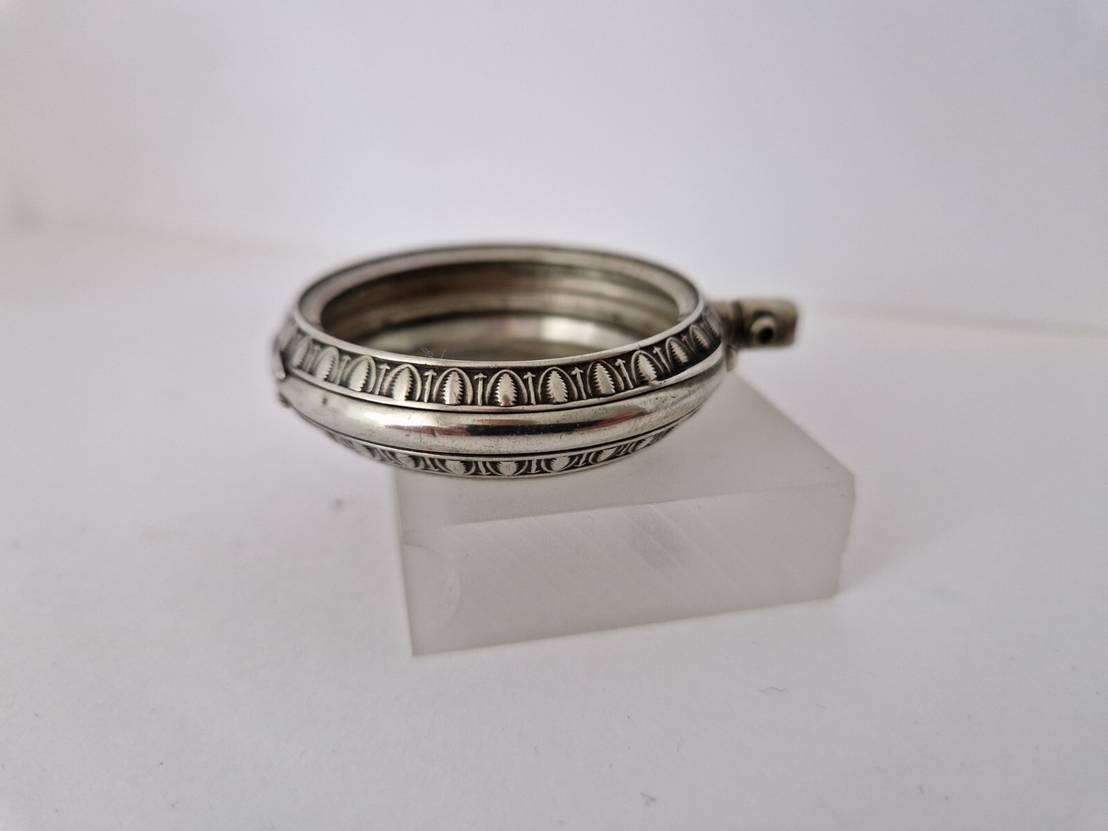 Antique Solid Silver Pocket Watch Case - Open Fac… - image 6
