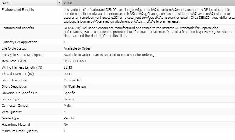 Denso Upstream Right Denso Air/Fuel Ratio Sensor for 2004-2006 LEXUS RX330 3.3L - Image 2 of 4