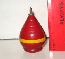 vtg Wood Spinning Top with Metal Tip Red  Yellow