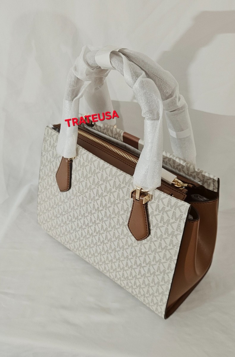 MICHAEL KORS バニラ　MARILYN 新品未使用 Michael Kors Marilyn Logo Medium Satchel Bag, Vanilla/Acorn