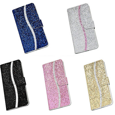 Bling Glitter Card Wallet Phone Case Cover for Samsung S23 A54 A24 A14 A34 A53