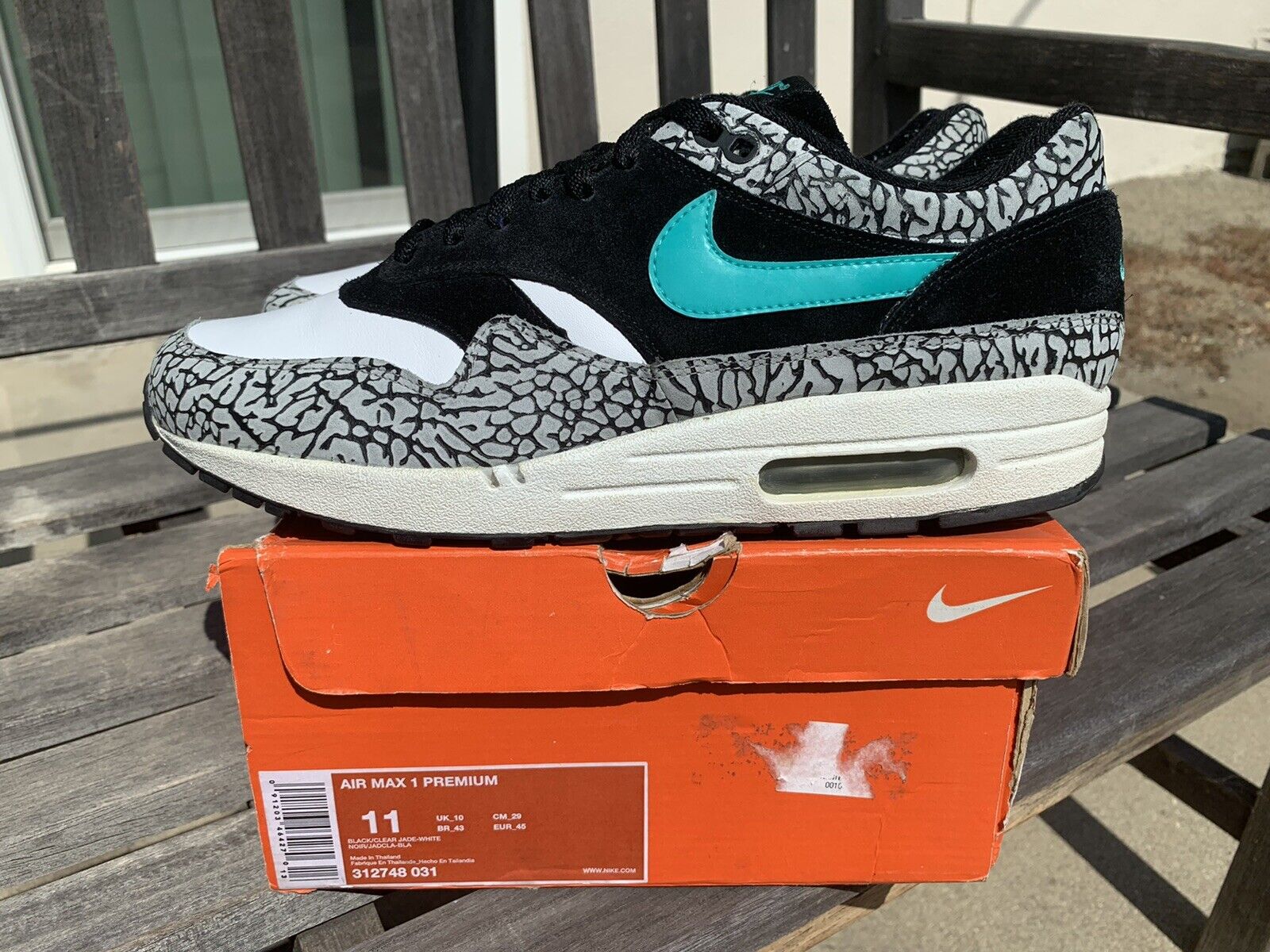 steno stel je voor Slink Nike Air Max 1 Atmos Cement Elephant Premium OG Safari Supreme Co.Jp 11 Lot  SB | eBay