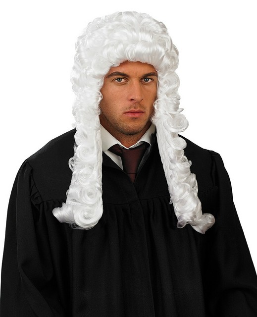 White Judge Wig Fancy Dress Court Attorney Uniform Adults Costume