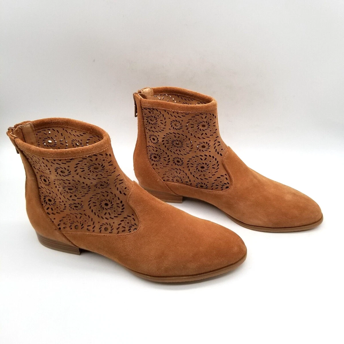 Bottine Femme Jack Rogers En Cuir Marron à Lacets - Taille 10M, Talon Haut Compensé, Occasion