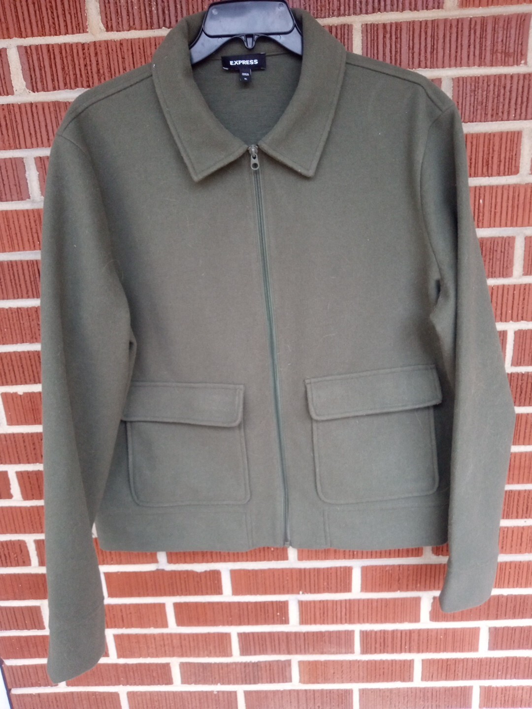 Express Size Extra Large Zip Up Jacket Olive Soft - image 1