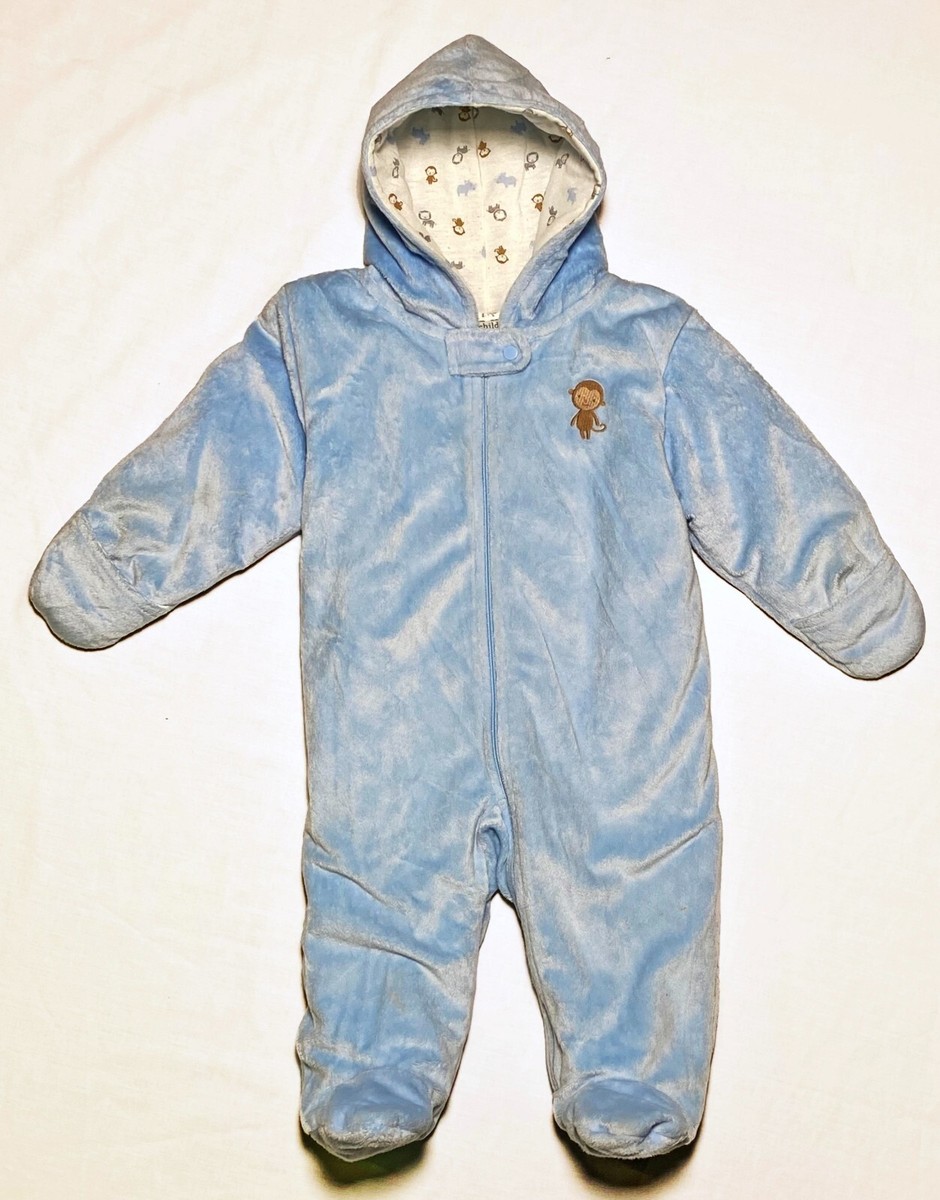 Child of Mine Baby Boy Snow Suit w/Emboidered Monkey Blue 6-9 Months