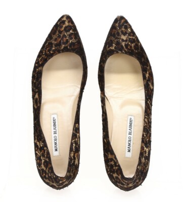 Escarpins Plats Manolo Blahnik Titto Léopard Cristal - Taille 38 - Neuf Avec Emballage