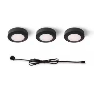 (2 Pack) Commercial Electric Plug-in LED Puck Light Kit Black 1005842372 (6 LED)