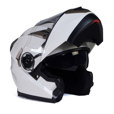 Milwaukee Helmets 9807 DOT 'Ionized' White Advanced Modular Motorcycle Helmet