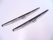 12" Polished Stainless Steel Front Windshield Wiper Blades Pair - New