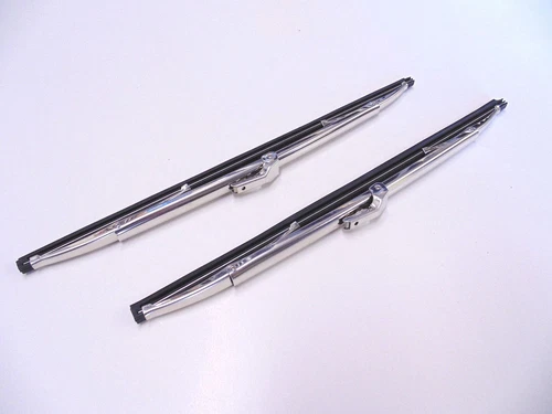 12" Polished Stainless Steel Front Windshield Wiper Blades Pair - New
