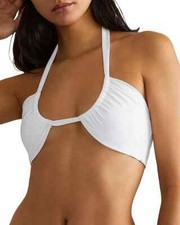 205 Onia White Ruched Halter Chiara Swimsuit Bikini Set Small ymy1023