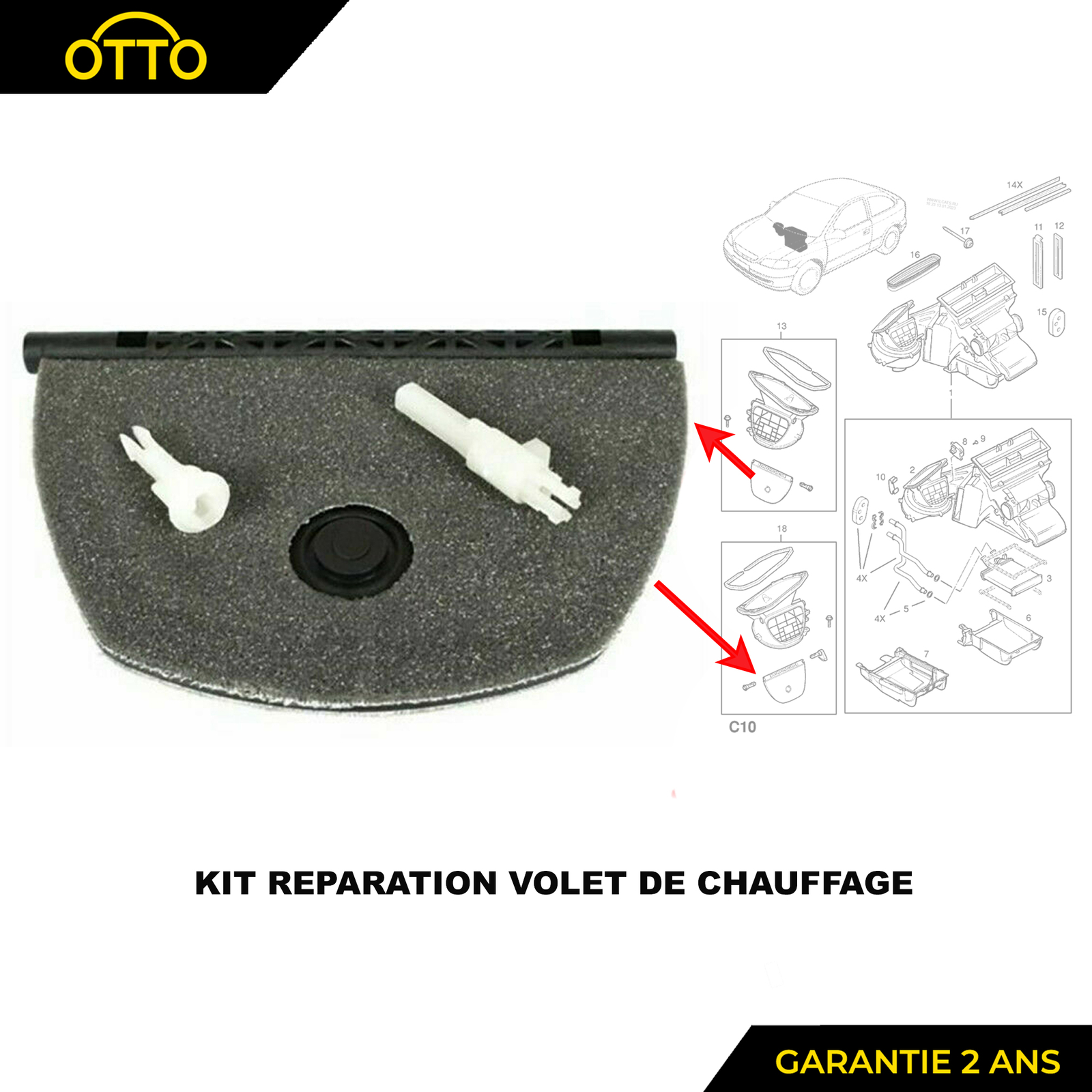 Volet d'alimentation air ventilation 1802742 Opel Astra G H clapet noir ABS