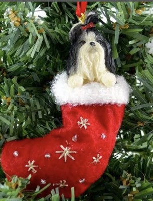 Shih Tzu Dog Puppy Black White Santa S Little Pal Stocking