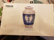 Restaall Cremation Urn For Human Ashes Adult Large Angel Wings, Blue Top/Inside