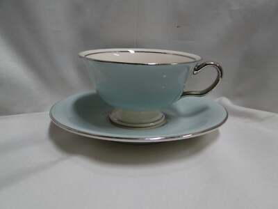 Castleton Castleton Turquoise, Platinum Trim: Cup & Saucer Set (s), 2 1/4''